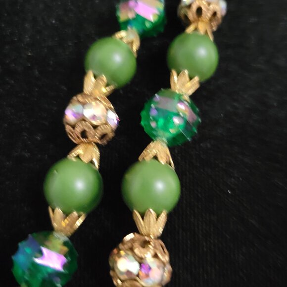 Vintage Rhinestone & Beaded Double Strand Necklace Set - Picture 2 of 8